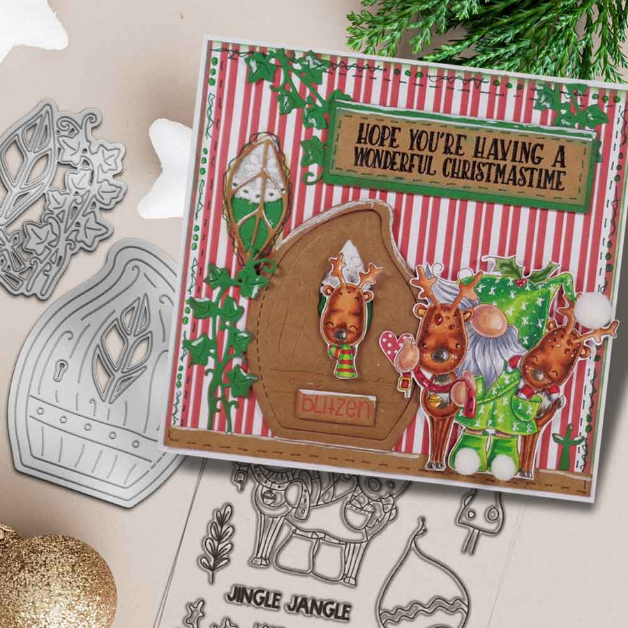 Gnome Lets Get Blitzen 4 x 6" Matchables Stamp set