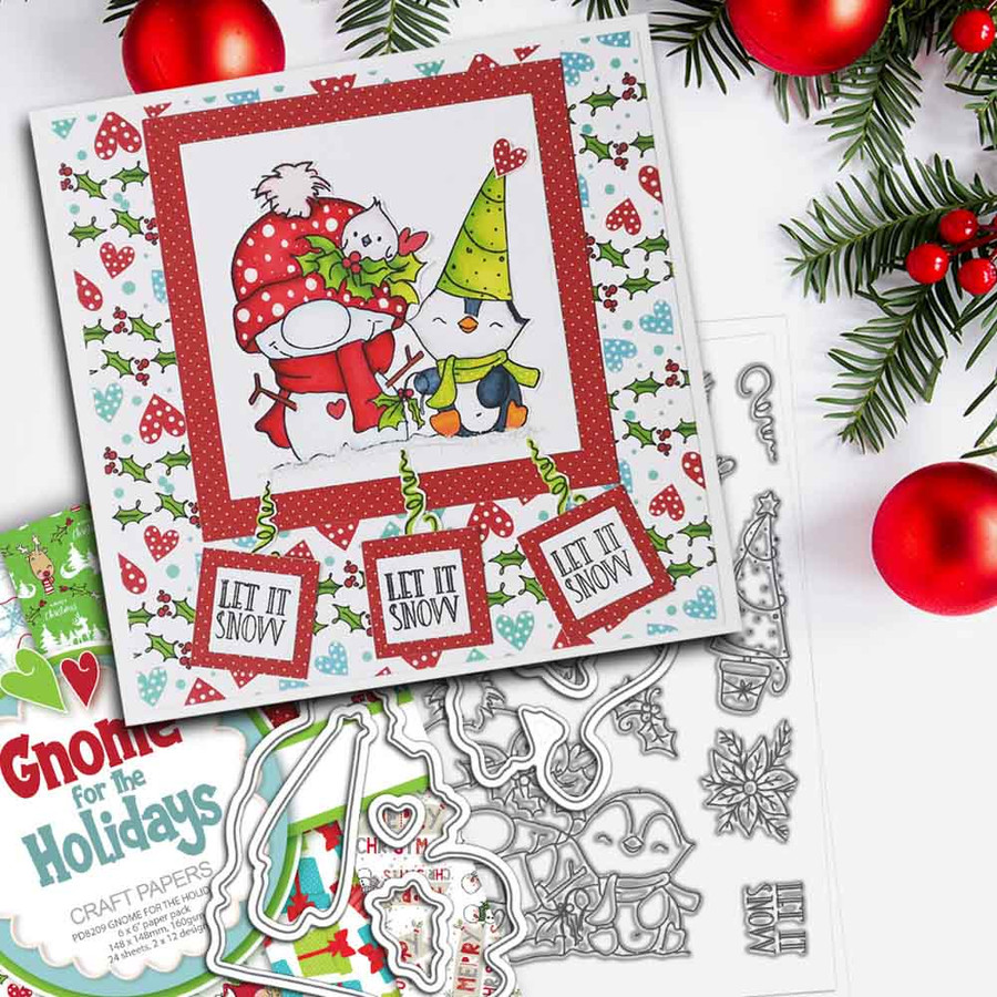 Gnome Let it Snow Matchables 4 x 6" Stamp set