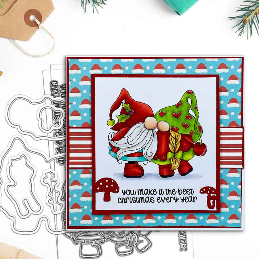 Gnome Meet Me Under the Mistletoe Matchables 4 x 6" Stamp set