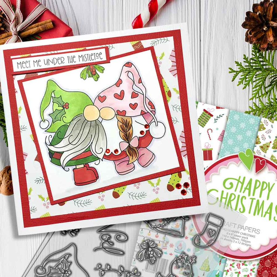 Gnome Meet Me Under the Mistletoe Matchables 4 x 6" Stamp set