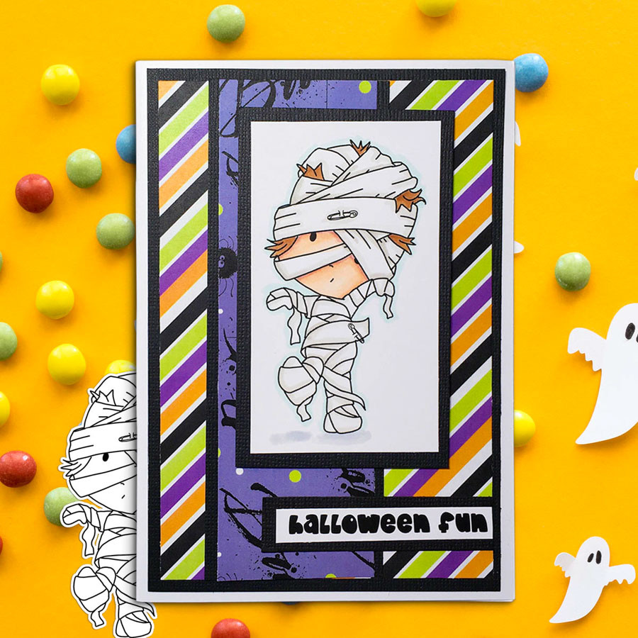 Mummy Boo Halloween - printable digital stamp download with free SVG /DXF files