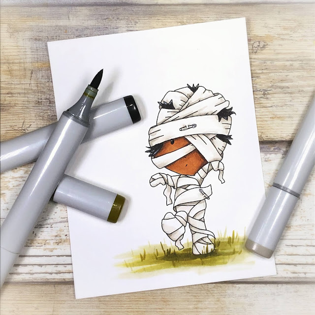 Mummy Boo Halloween - printable digital stamp download with free SVG /DXF files