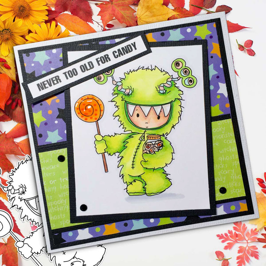 Monster Boo Halloween - printable digital stamp download with free SVG /DXF files