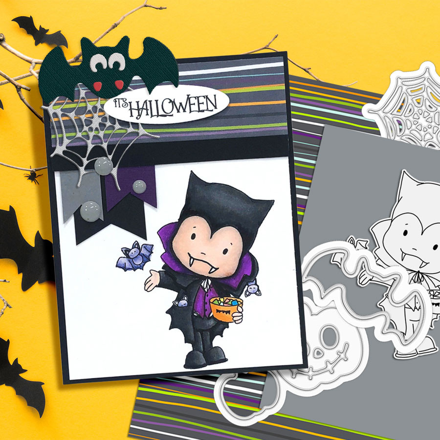 Dracula Halloween (precolored deep skintones)- printable digital stamp download with free SVG /DXF files