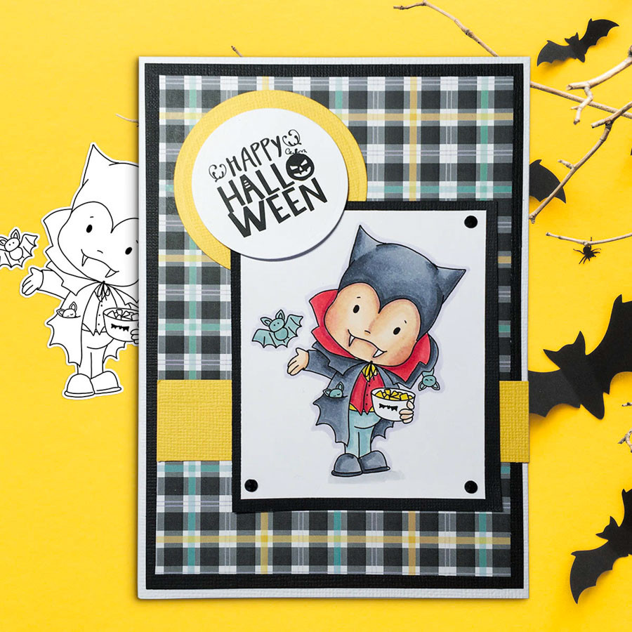 Dracula Boo Halloween - printable digital stamp download with free SVG /DXF files