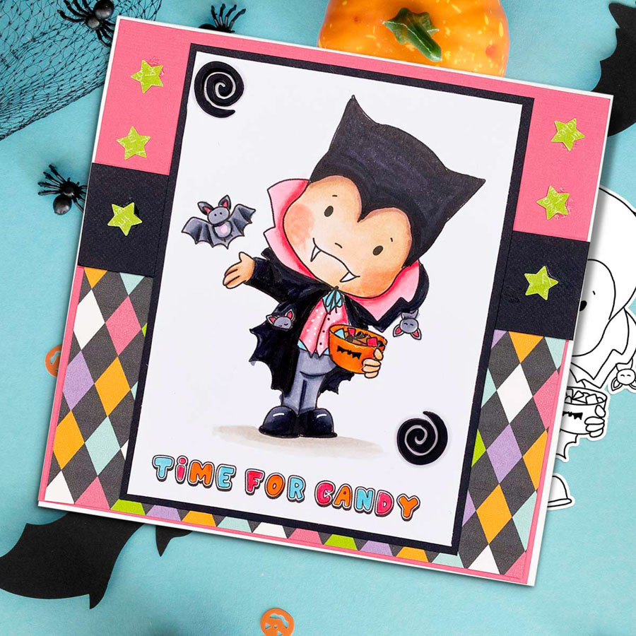 Dracula Boo Halloween - printable digital stamp download with free SVG /DXF files
