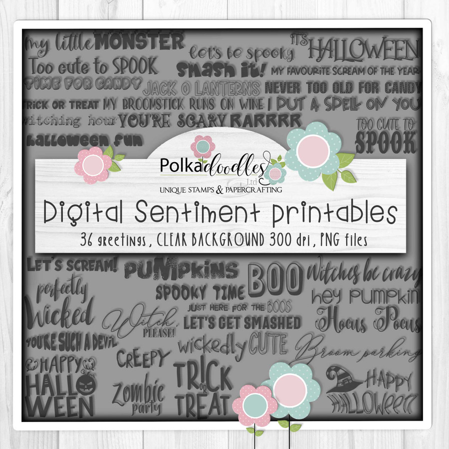 Boo Halloween Sentiment bundle - printable digital stamp downloads