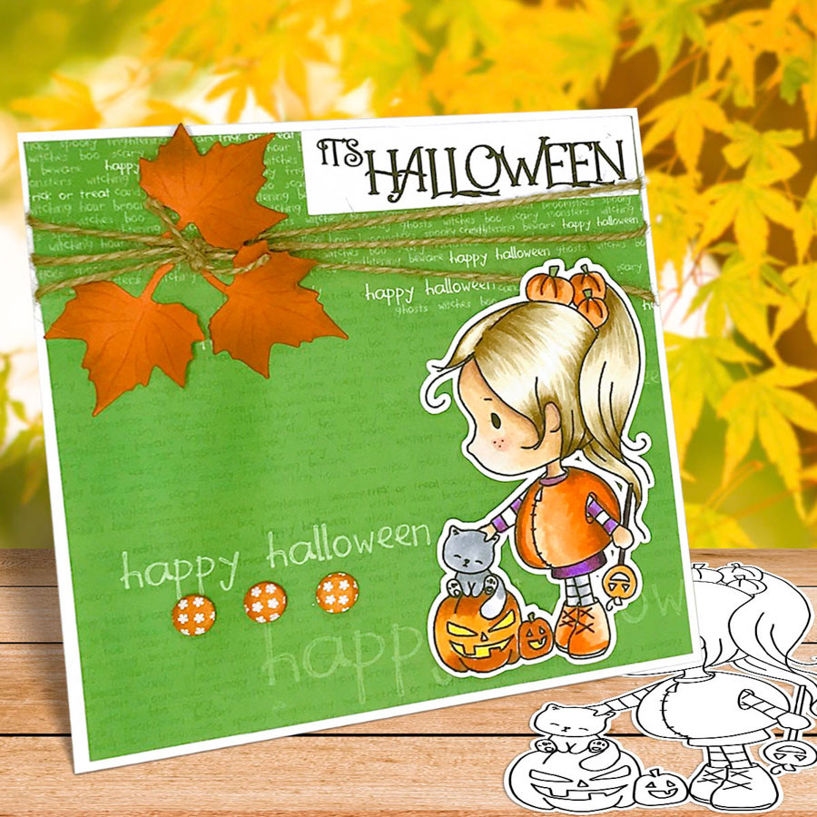 Boo Halloween precolored light skintones big bundle - 10 x printable digital stamp download with free SVG /DXF files