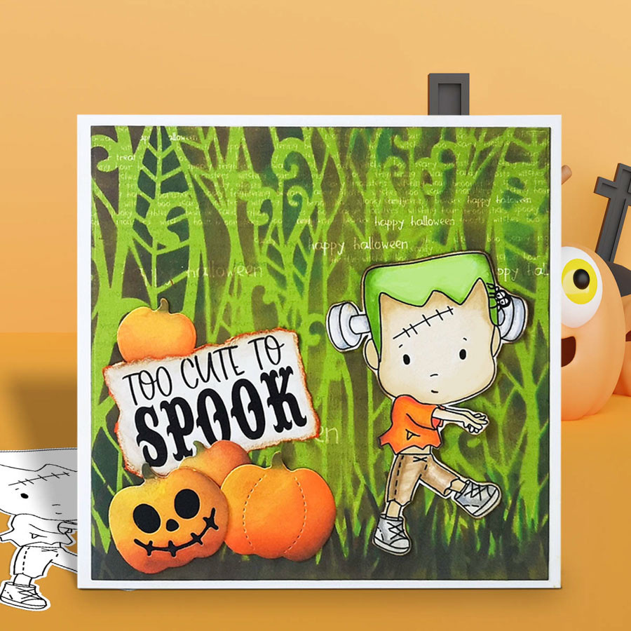 Boo Halloween precolored light skintones big bundle - 10 x printable digital stamp download with free SVG /DXF files