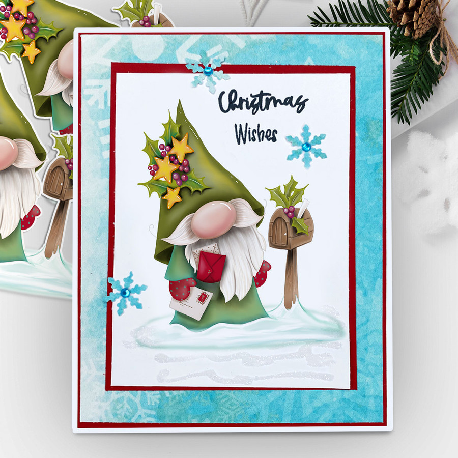 Special Wishes (precoloured) Gnome Festive Fun - printable craft digital stamp download with free SVG /DXF files