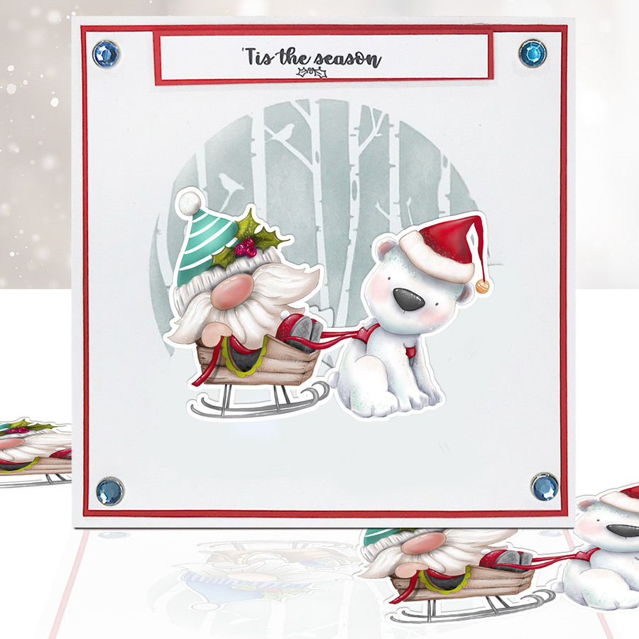 Polar Bear (precoloured) Gnome Festive Fun - printable craft digital stamp download with free SVG /DXF files