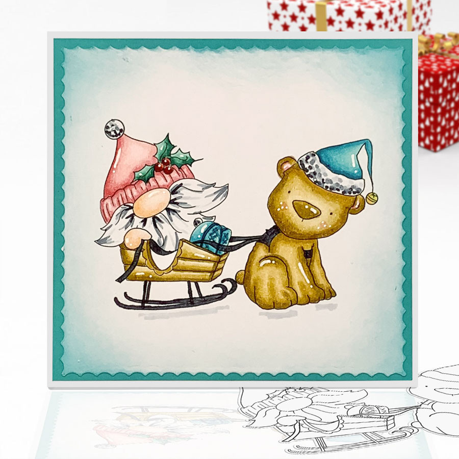 Polar Bear - Gnome Festive Fun printable craft digital stamp download with free SVG /DXF files