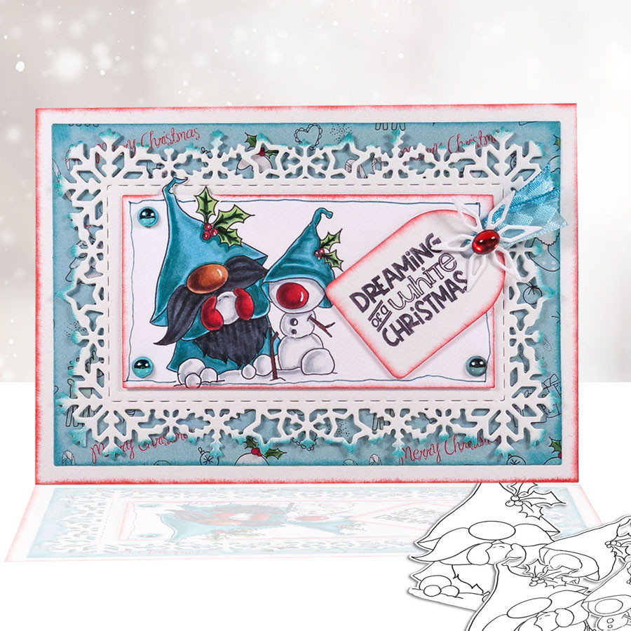 Snowman - Gnome Festive Fun printable craft digital stamp download with free SVG /DXF files