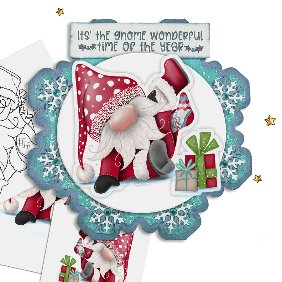 Gnome Festive Fun Big Bundle - printable craft digital stamp download with free SVG /DXF files
