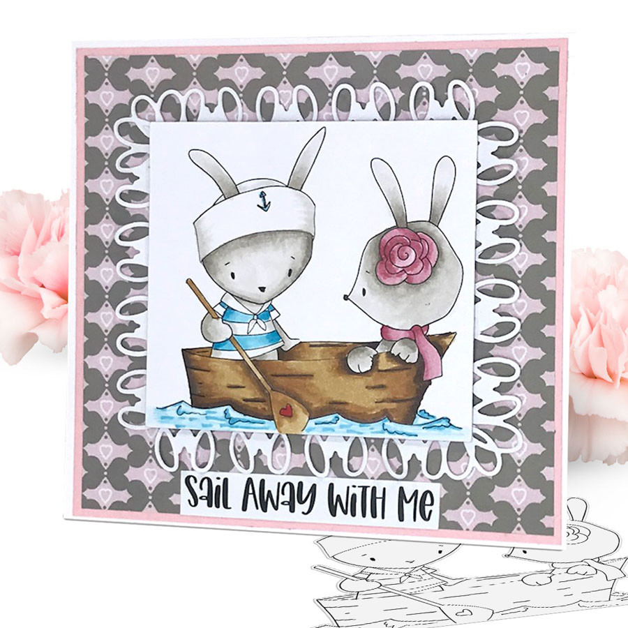 Sail Away with Me (precoloured) Love Always printable craft digital stamp download with free SVG /DXF files