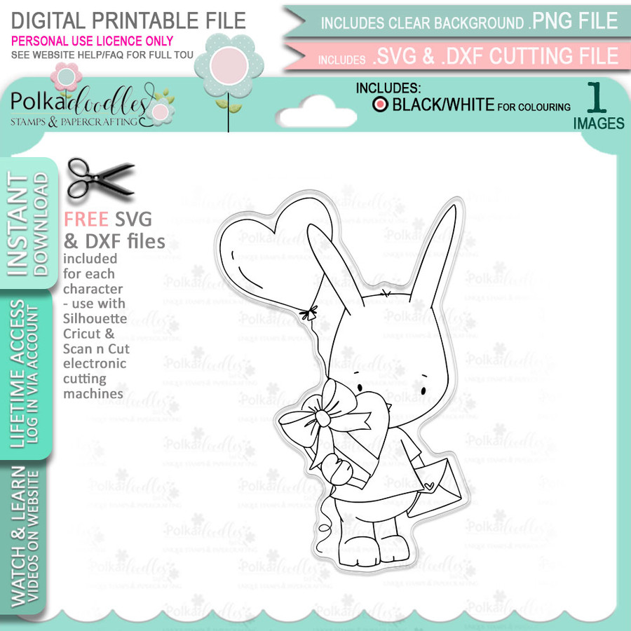 Love You  - Love Always printable craft digital stamp download with free SVG /DXF files