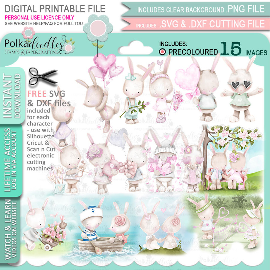 Love Always - PRECOLOURED digital stamp printable downloads & stickers