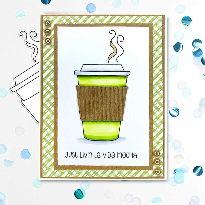 Mocha Coffee cup card ideas - printable craft digital stamp download with free SVG /DXF files