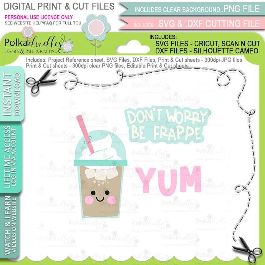 Yummy Frappe SVG & DXF Print & Cut Files - printable download bundle