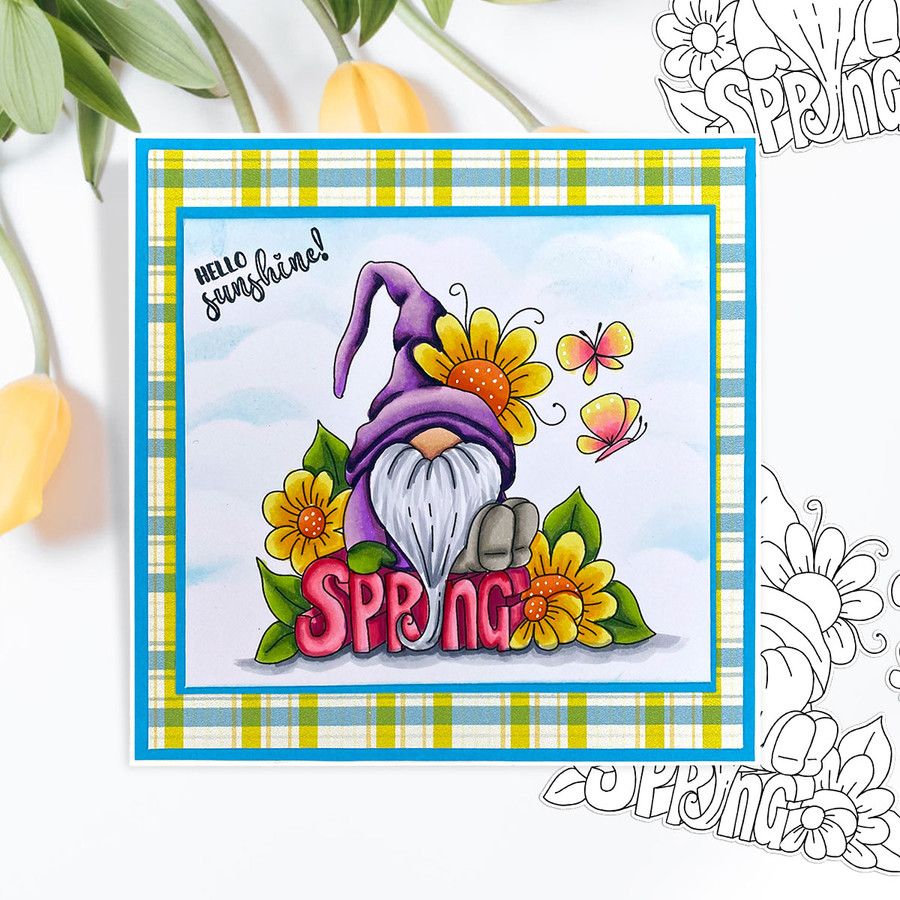 Spring Gnomes 6 digital stamps & SVG/DXF - Cute digital stamps/clipart for cards, cardmaking, crafting and stickers