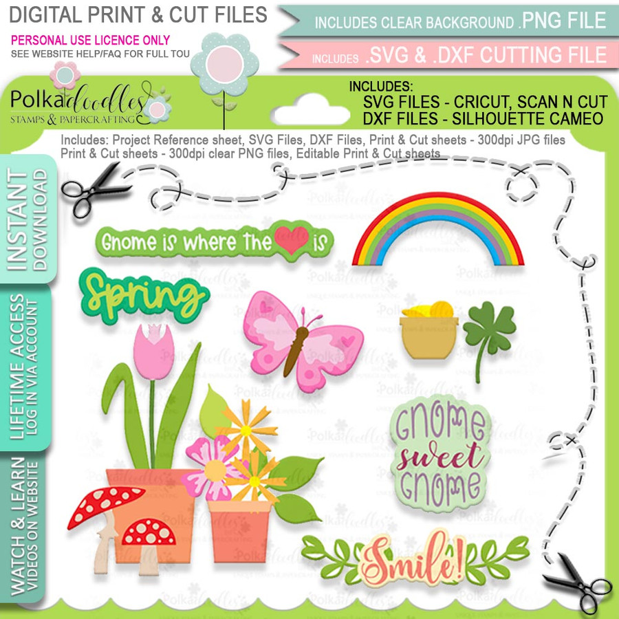 Spring is Here Print and Cut SVG/DXF Files for cardmaking and crafting