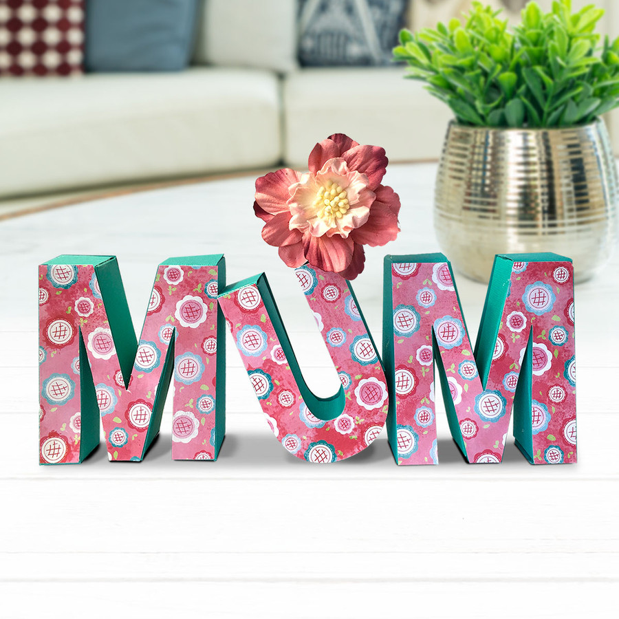 Mum Mom Mam 3D Word Boxes - Print and Cut SVG/DXF Files for papercrafting