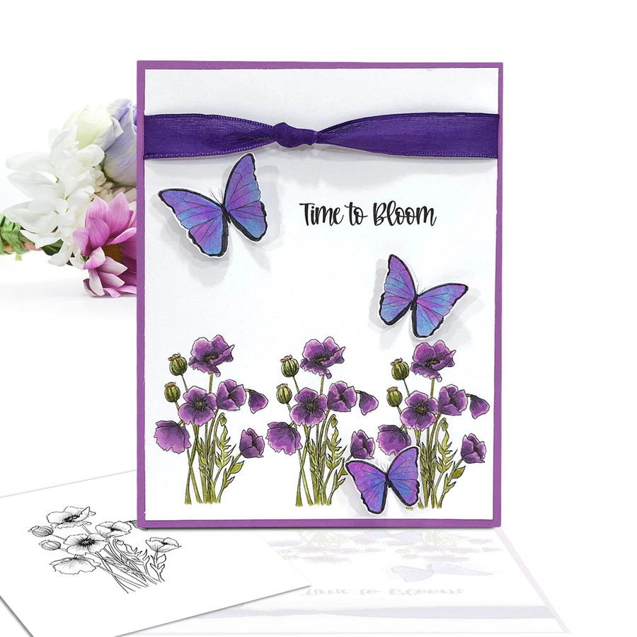Blooms 6 - Poppy Flower bundle - digital stamp, digistamp for cards, cardmaking, crafting and stickers