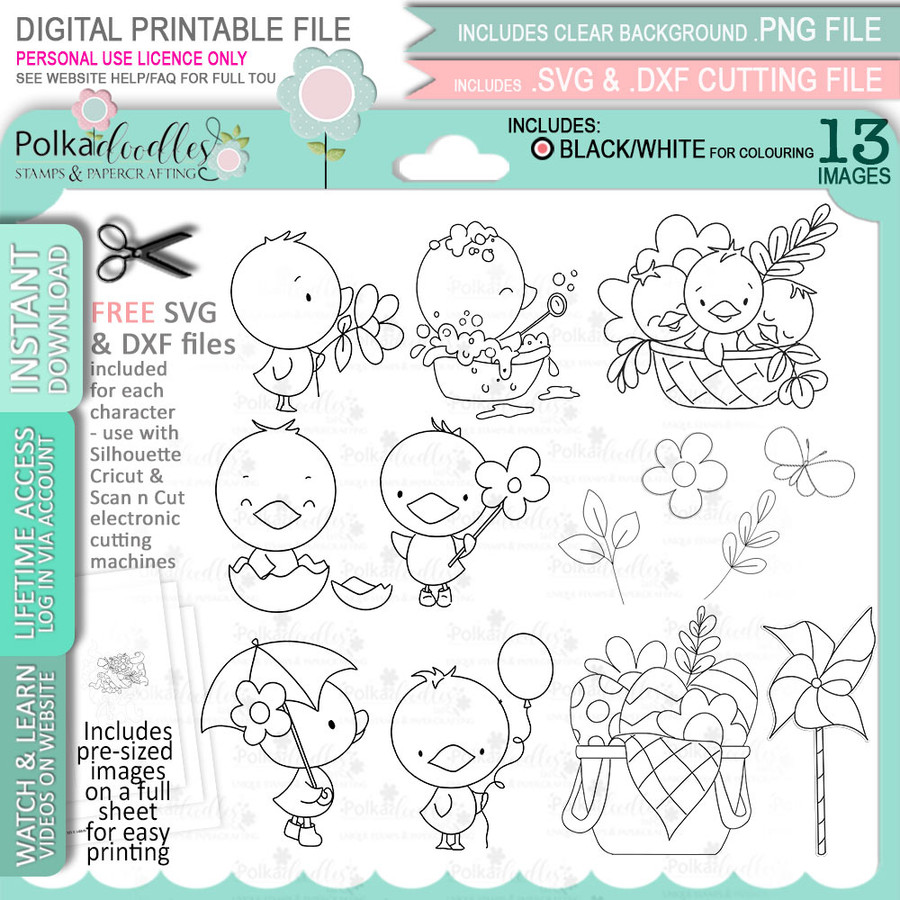 Springtime Smiles Spring Easter big value bundle - BIG KAHUNA printable clipart digital stamp, digistamp for cards, cardmaking, crafting and stickers