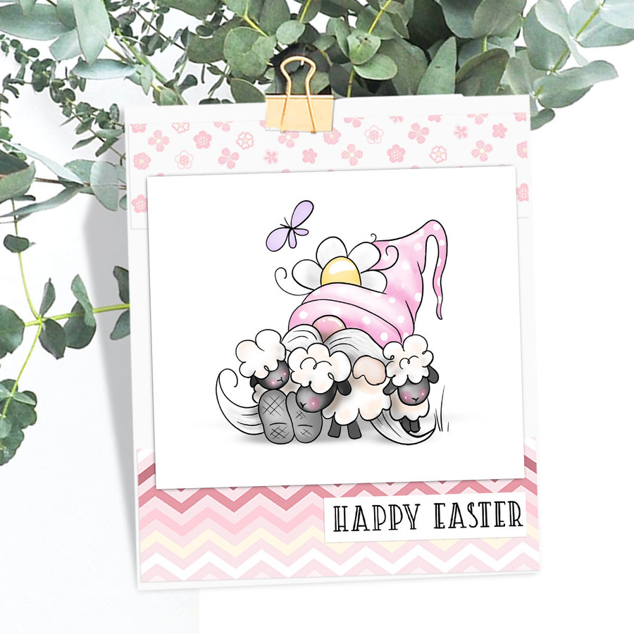 Happy Easter - 6 Gnomes COLOUR - cute printable clipart digital stamp, digistamp for cards, cardmaking, crafting and stickers