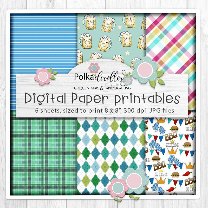 Gnome Men BBQ - printable paper patterns for cards, cardmaking, paper crafting and stickers