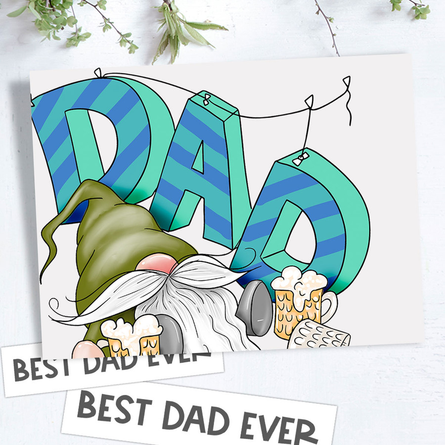 Dad Father Celebrate Relax Gnome For Men - Bundle of printable clipart digital stamp, digistamp for cards, cardmaking, crafting and stickers