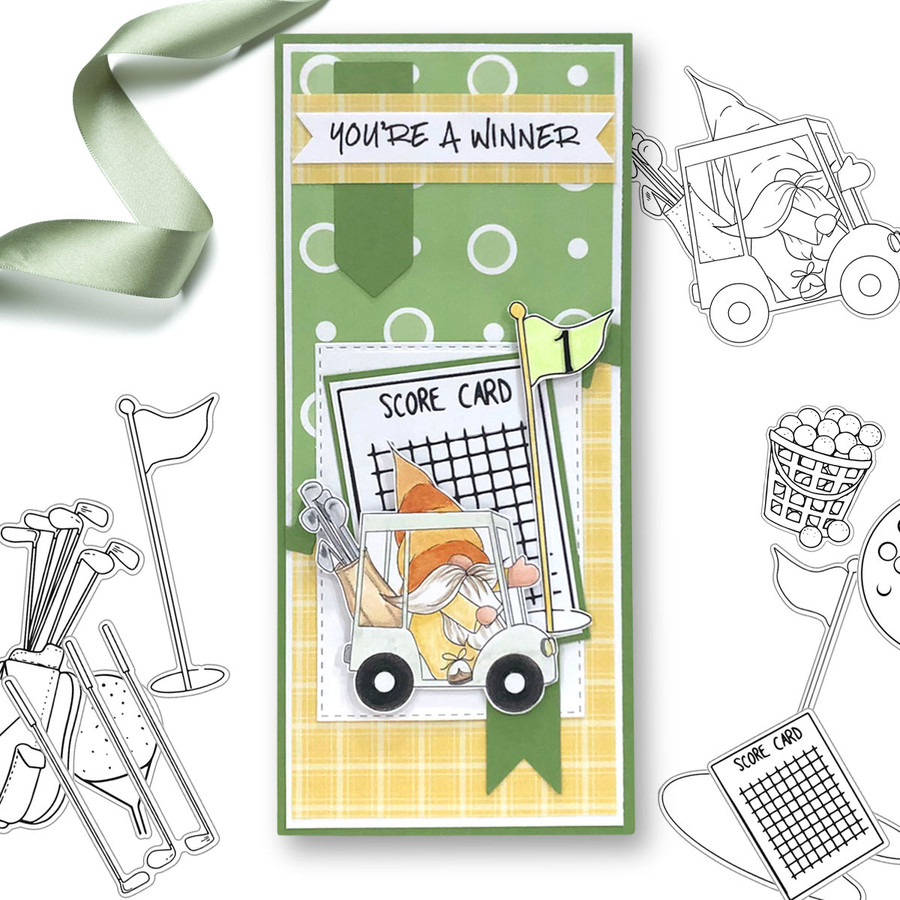 Golf Cart Gnome For Men - Bundle of printable clipart digital stamp, digistamp for cards, cardmaking, crafting and stickers