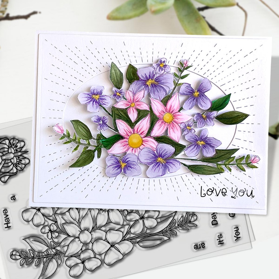 Blooming Blossom Flower Stamp set 4 x 6" (PD8663)