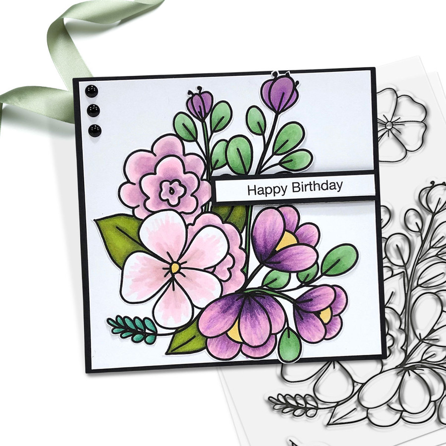 Thinking of You Blossom Flower Stamp set 4 x 6"