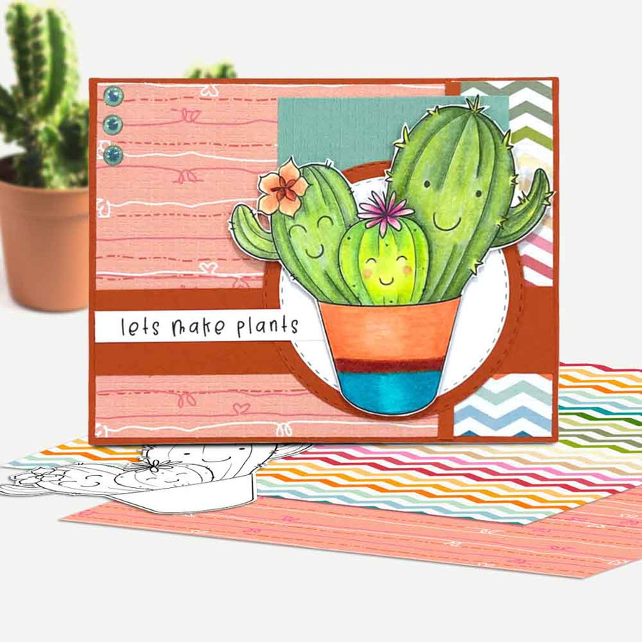 Cactus Family - printable clipart digital stamp for cardmaking, craft & stickers