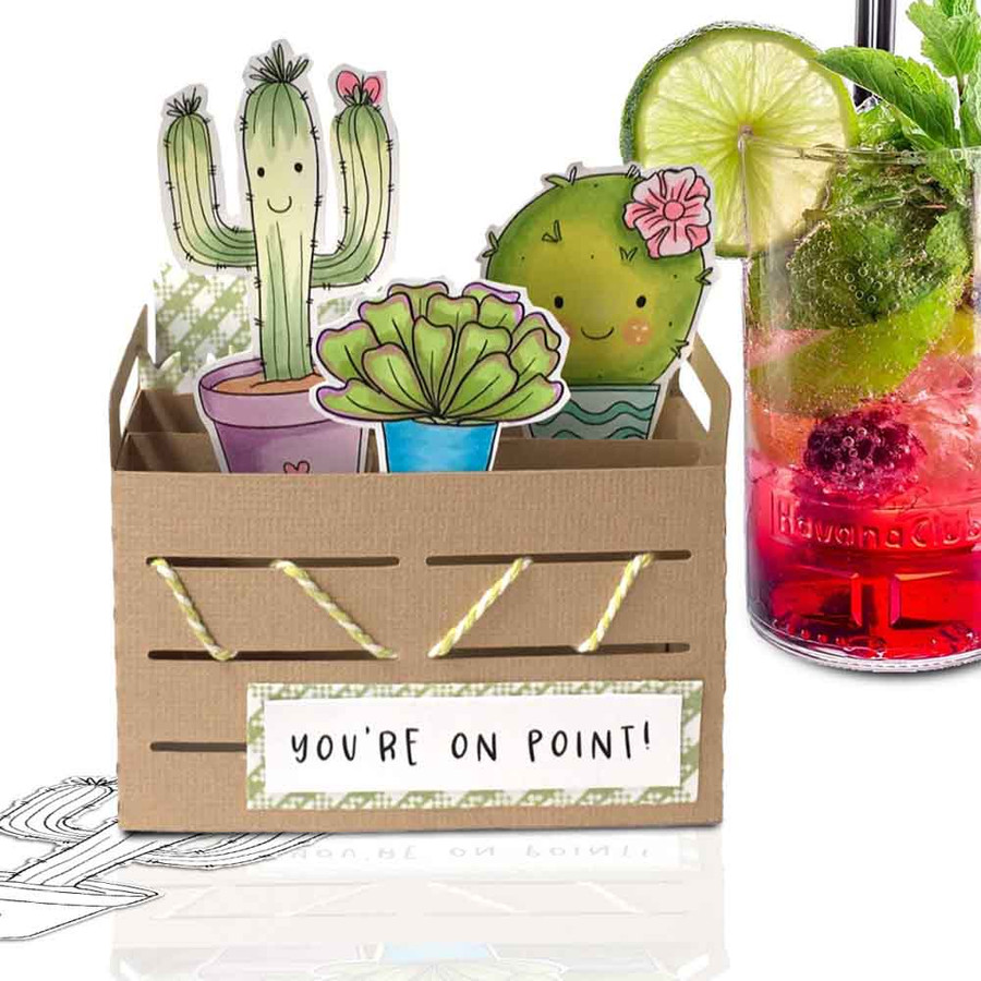 Cactus Love (precoloured) printable clipart digital stamp for cardmaking, craft & stickers