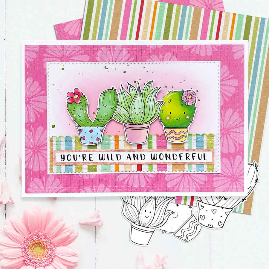 Cactus Love (precoloured) printable clipart digital stamp for cardmaking, craft & stickers