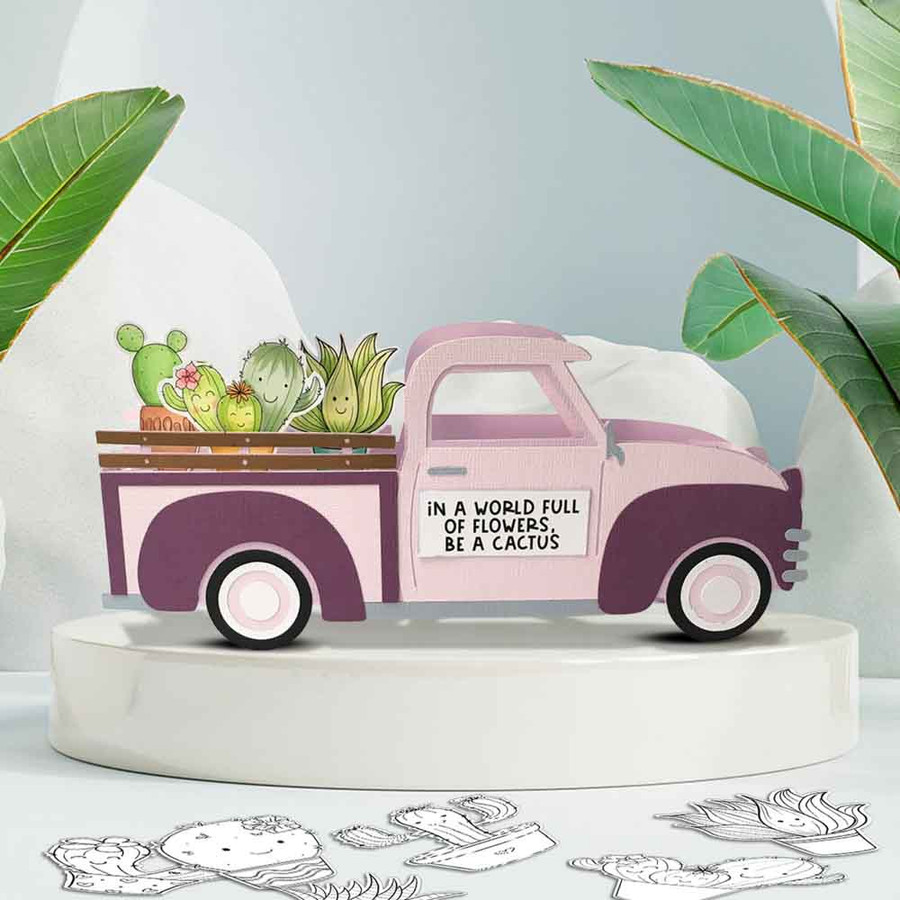 Cactus Smile - printable clipart digital stamp for cardmaking, craft & stickers
