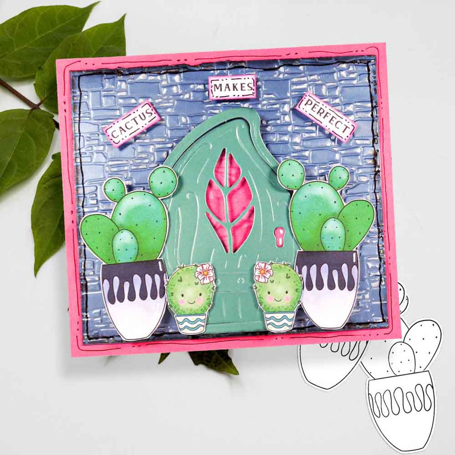 Cactus Smile - printable clipart digital stamp for cardmaking, craft & stickers