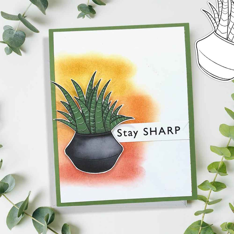 Spiky Succulent (precoloured) printable clipart digital stamp for cardmaking, craft & stickers