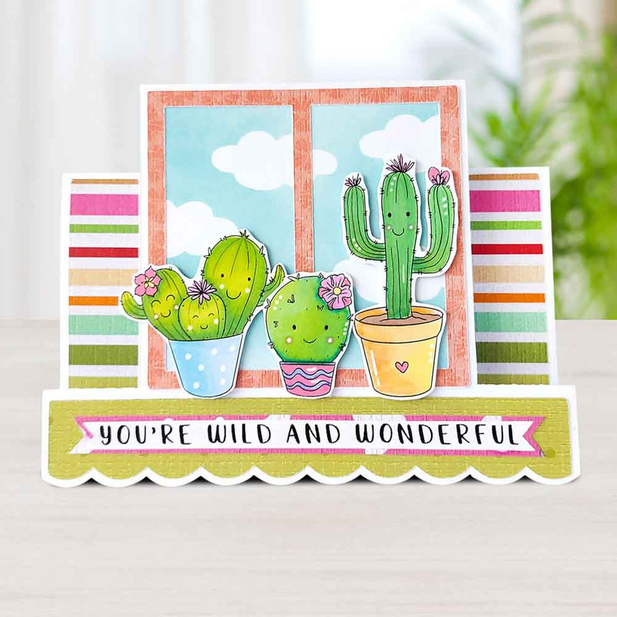 Happy Cactus Succulent bundle - (PRECOLOURED) printable clipart digital stamp for cardmaking, craft & stickers