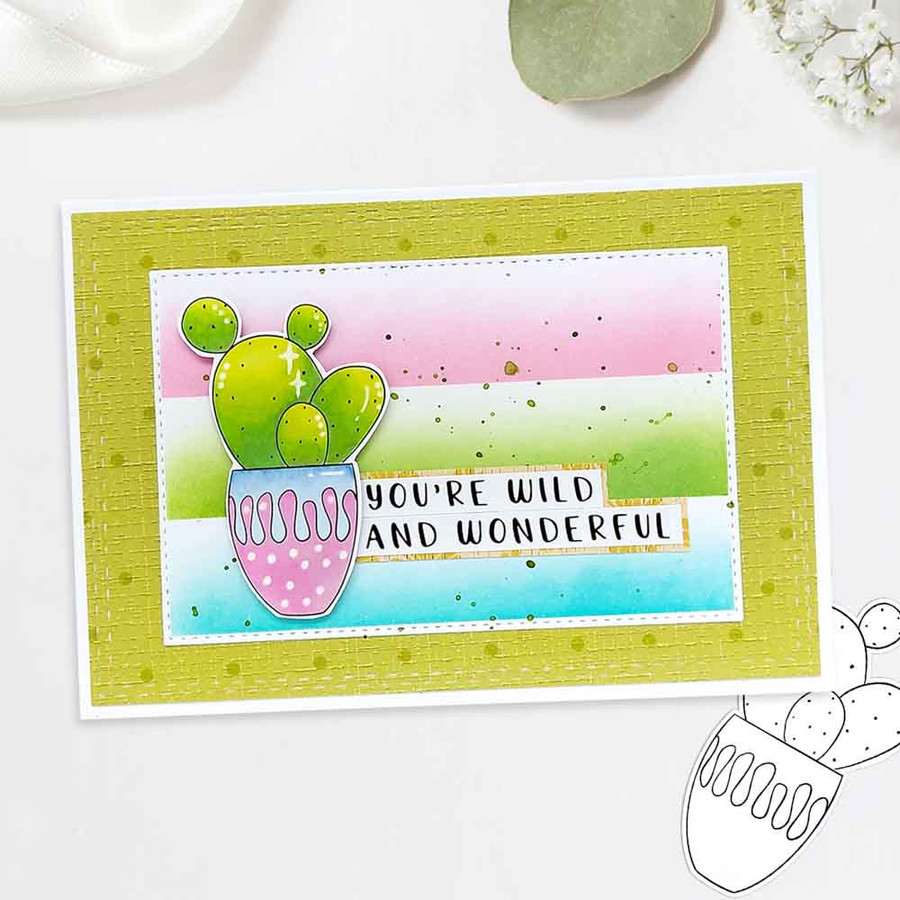 Happy Cactus Succulent bundle - (PRECOLOURED) printable clipart digital stamp for cardmaking, craft & stickers