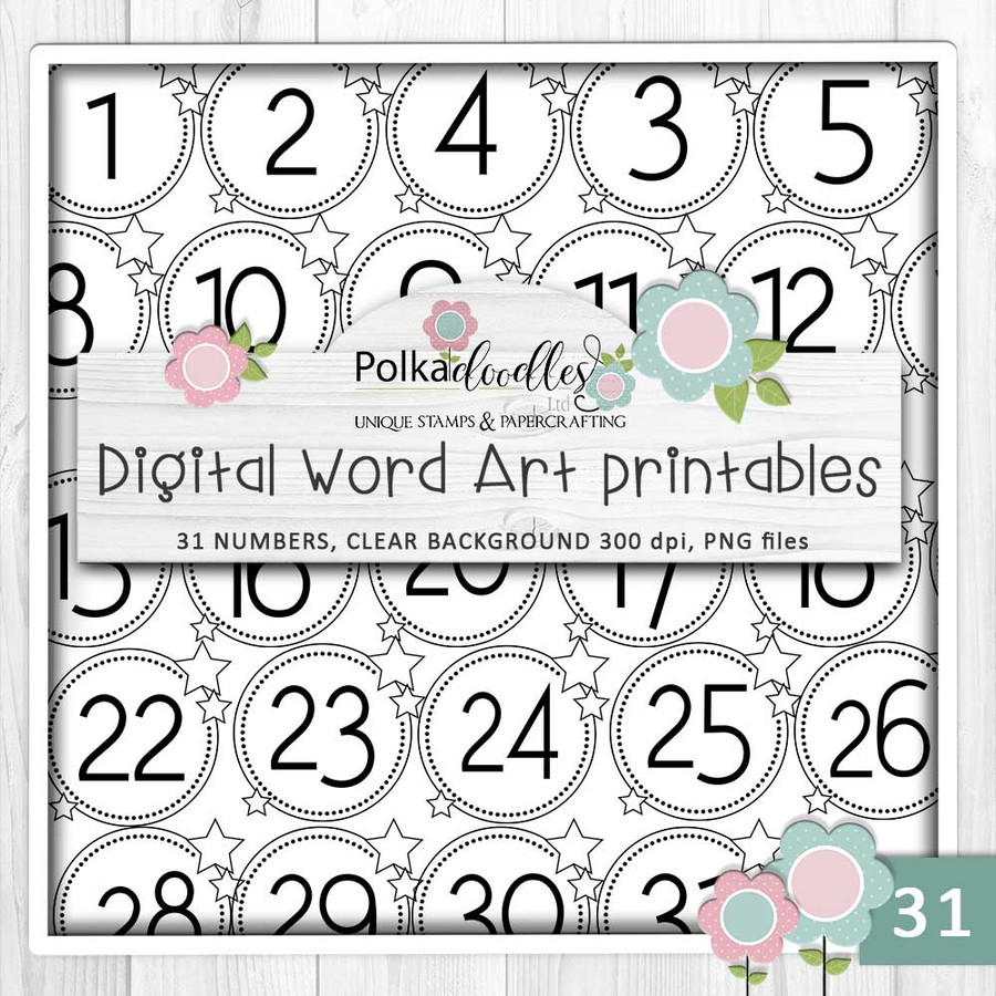 Number Circles digital stamps - printable clipart  for cardmaking, craft, scrapbooking & stickers