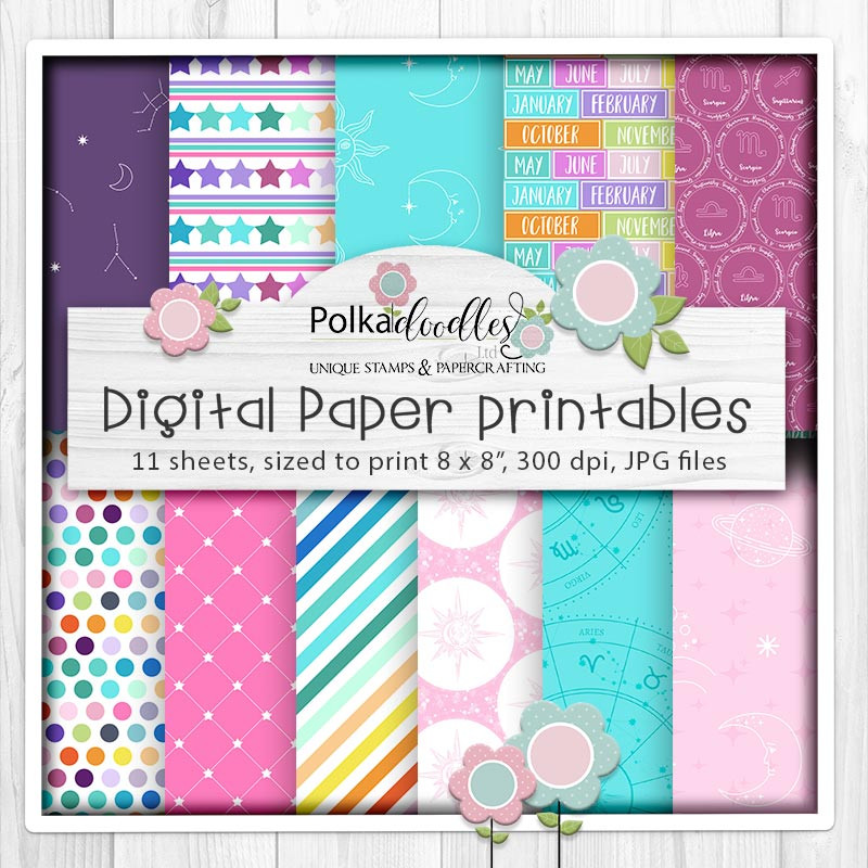 Zodiac/Horoscope/Star sign Printable Paper Patterns for cardmaking, craft, scrapbooking & sticker