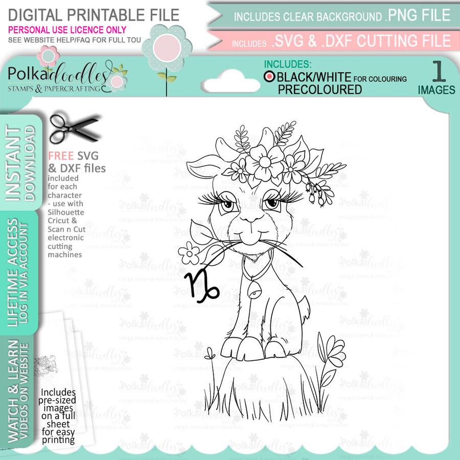 Capricorn digital stamp - printable clipart for cardmaking, craft, scrapbooking & stickers
