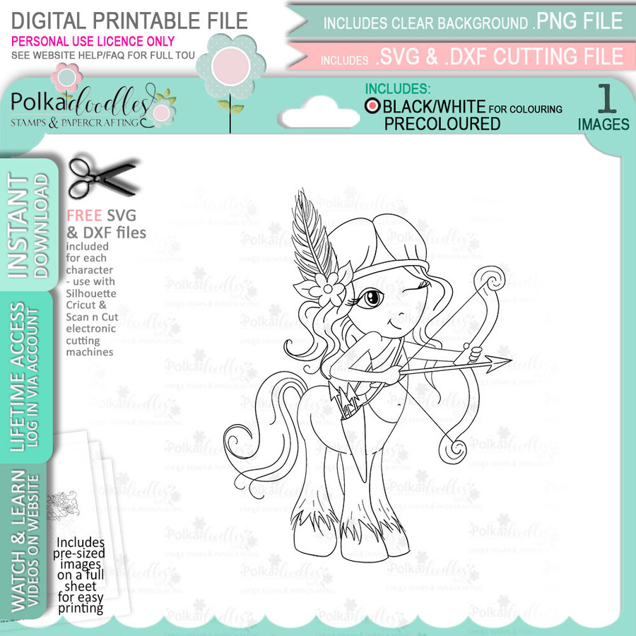 Sagittarius digital stamp - printable clipart  for cardmaking, craft, scrapbooking & stickers
