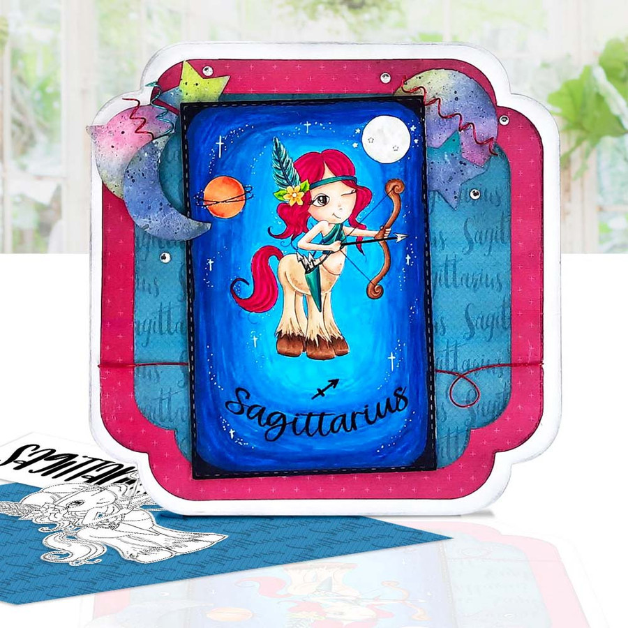 Sagittarius digital stamp - (COLOUR - LIGHT SKINTONE) printable clipart  for cardmaking, craft, scrapbooking & stickers