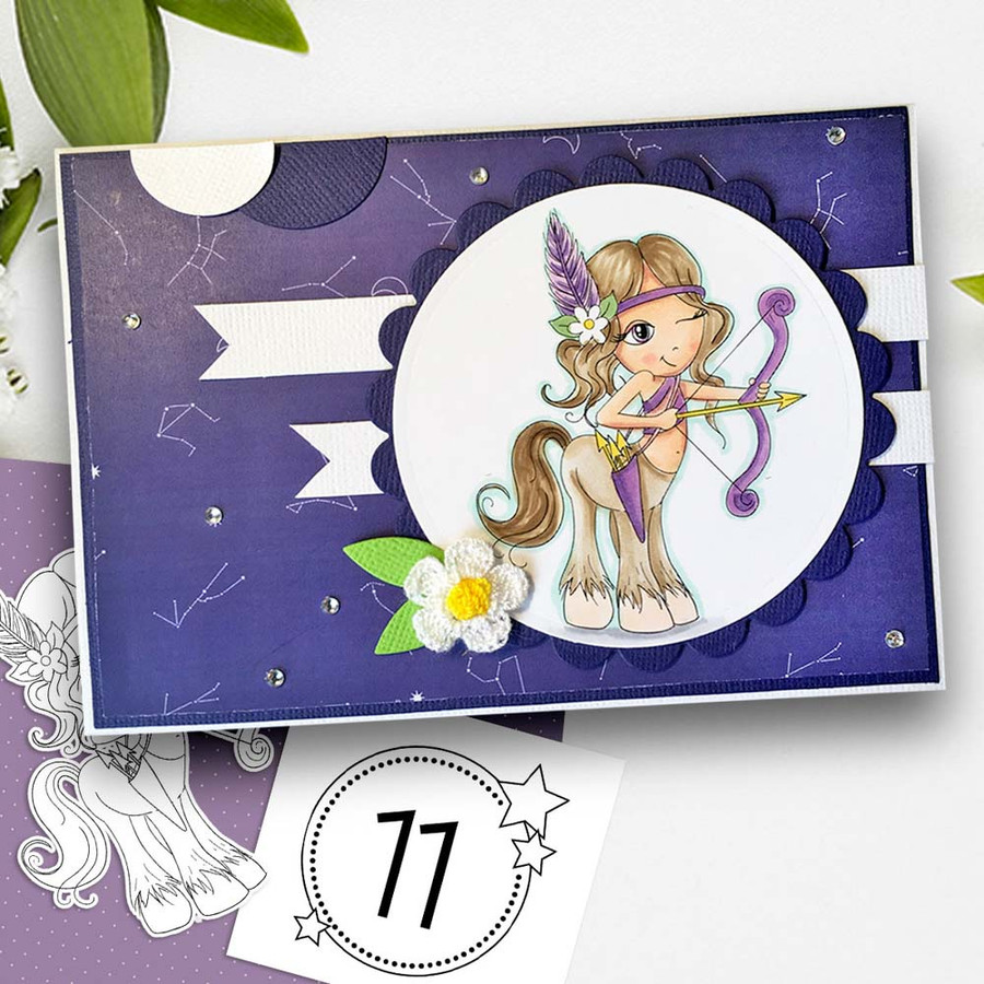 Sagittarius digital stamp - (COLOUR - DEEP SKINTONE) printable clipart  for cardmaking, craft, scrapbooking & stickers