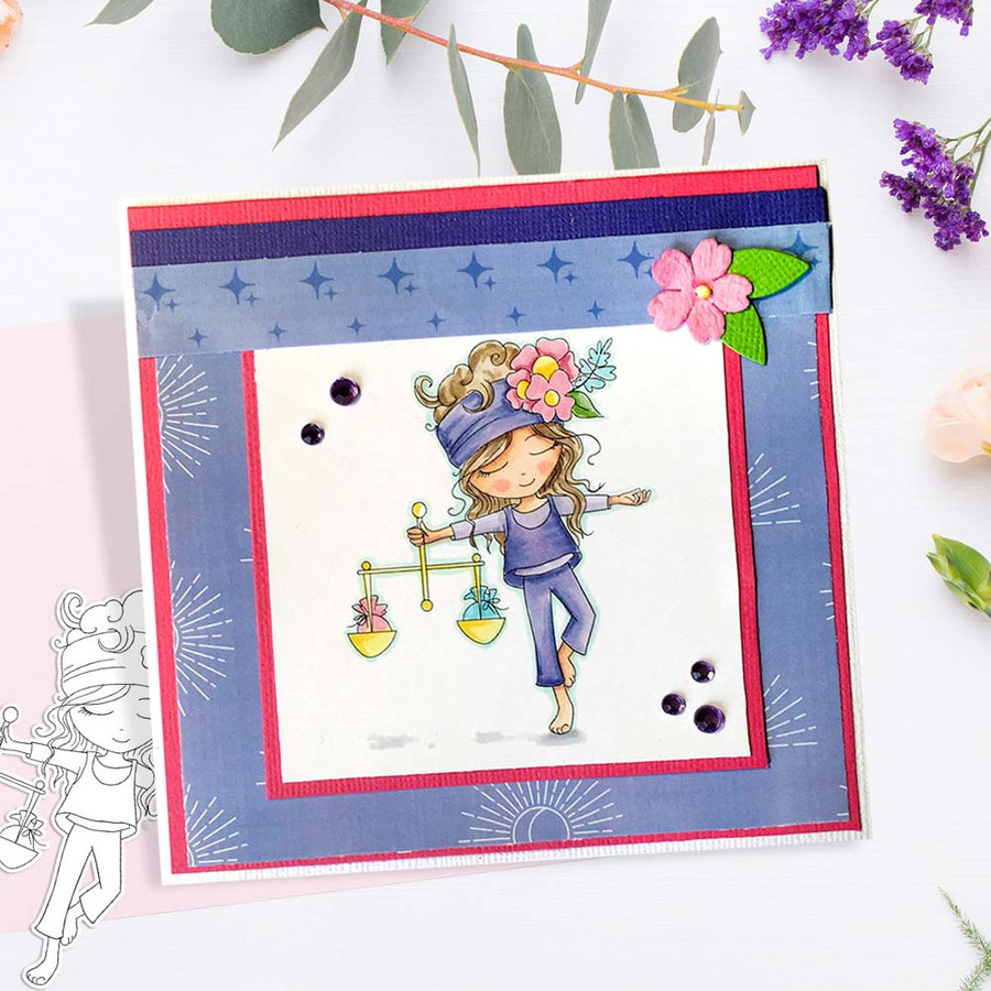 Libra digital stamp - (COLOUR - light skintone) printable clipart for cardmaking, craft, scrapbooking & stickers