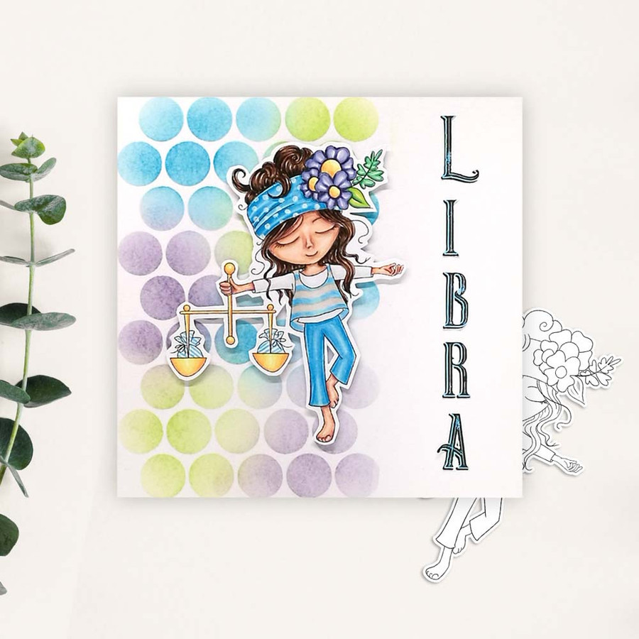 Libra digital stamp - (COLOUR - light skintone) printable clipart for cardmaking, craft, scrapbooking & stickers